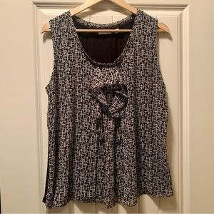 EUC New York and Company Sleeveless Suit Blouse/Dress Shirt, Black/Tan Size XL✨